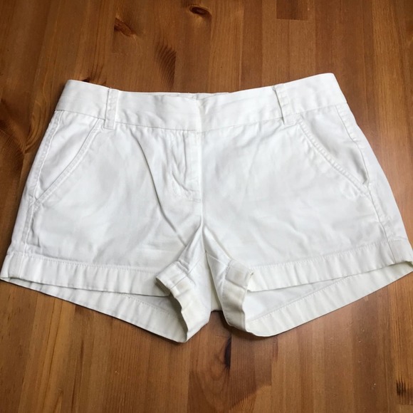 J. CREW White Chinos Flat Front Shorts size 0 - Picture 1 of 5
